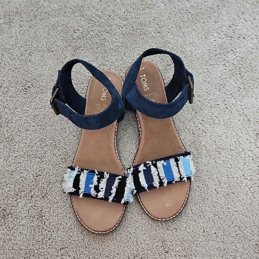 Toms Camilia Navy Suede Espadrille Sandals
